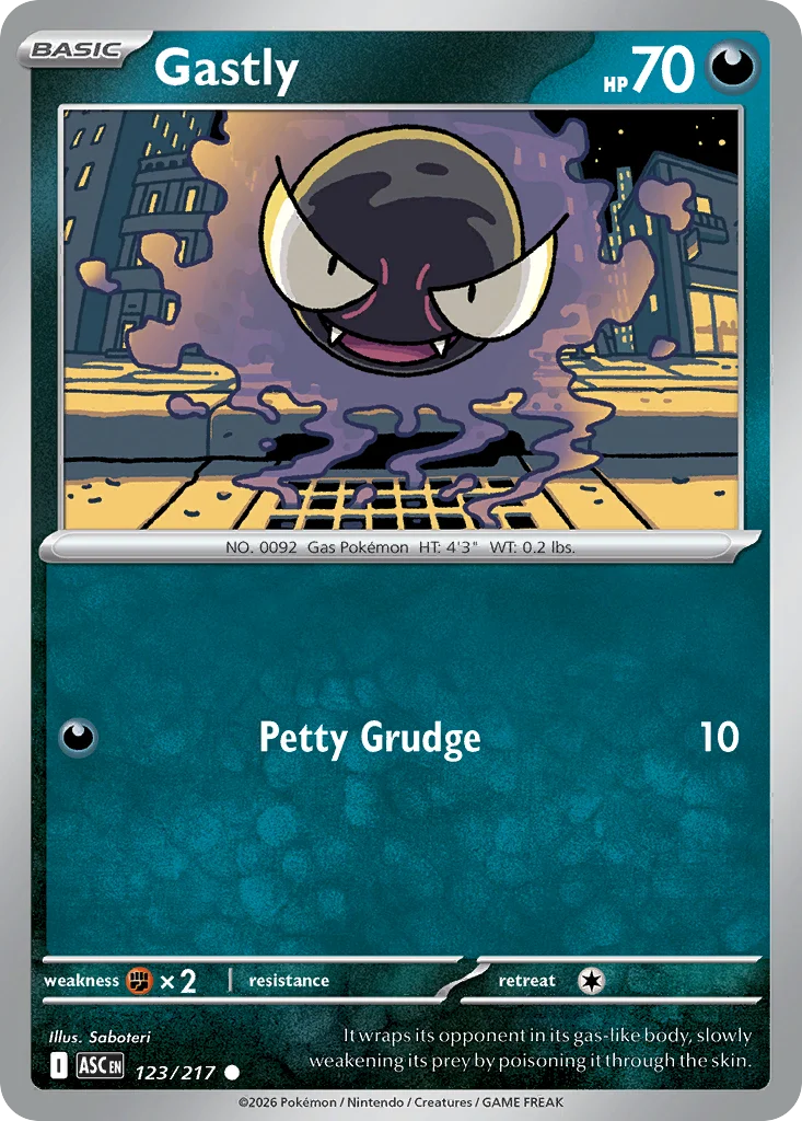 Gastly Pokemon card from Ascended Heroes, card number 123