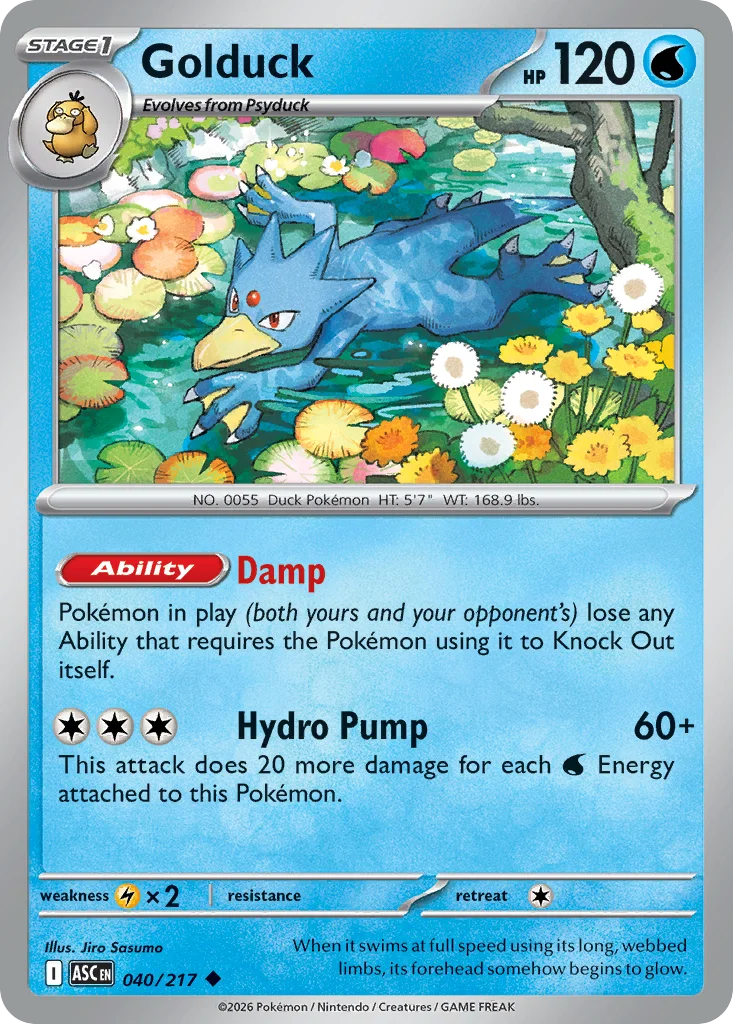 Golduck Pokemon card from Ascended Heroes, card number 40