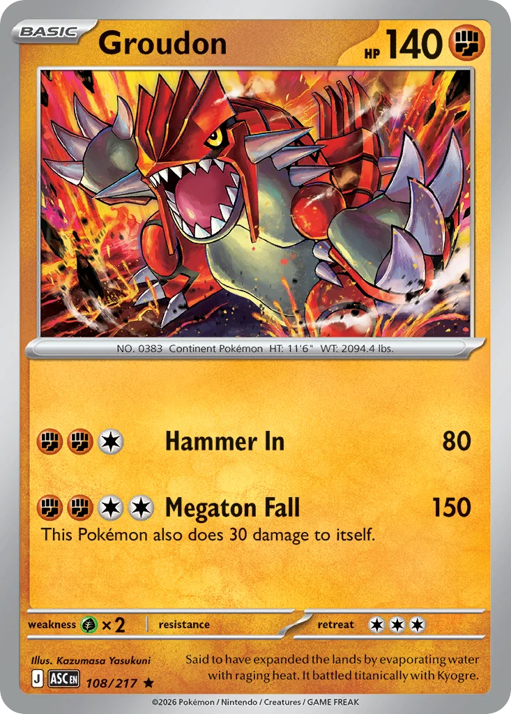 Groudon Pokemon card from Ascended Heroes, card number 108