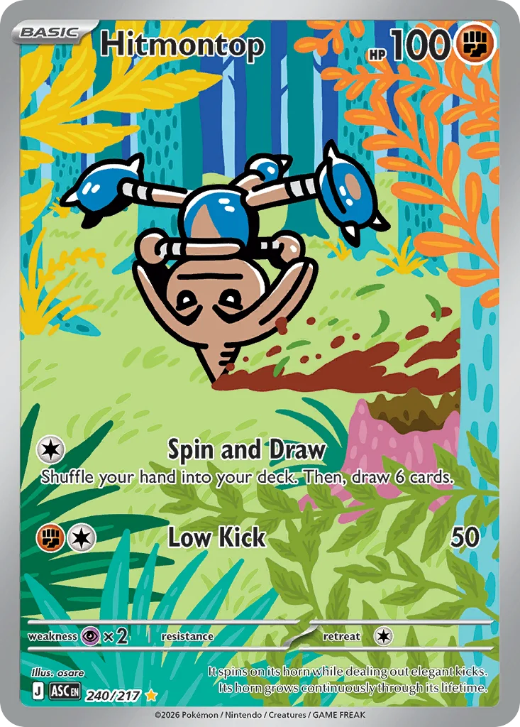 Hitmontop Pokemon card from Ascended Heroes, card number 240