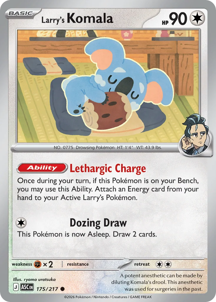Larry's Komala Pokemon card from Ascended Heroes, card number 175
