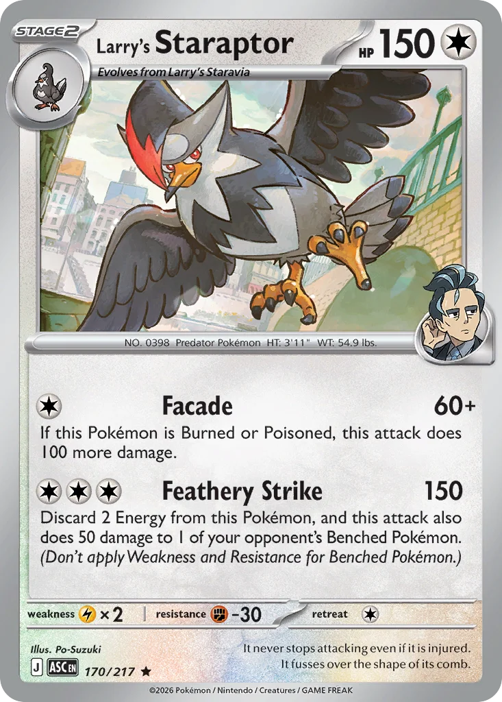 Larry's Staraptor Pokemon card from Ascended Heroes, card number 170