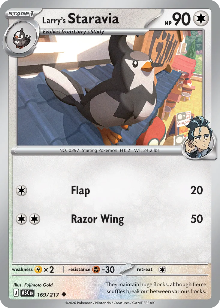 Larry's Staravia Pokemon card from Ascended Heroes, card number 169