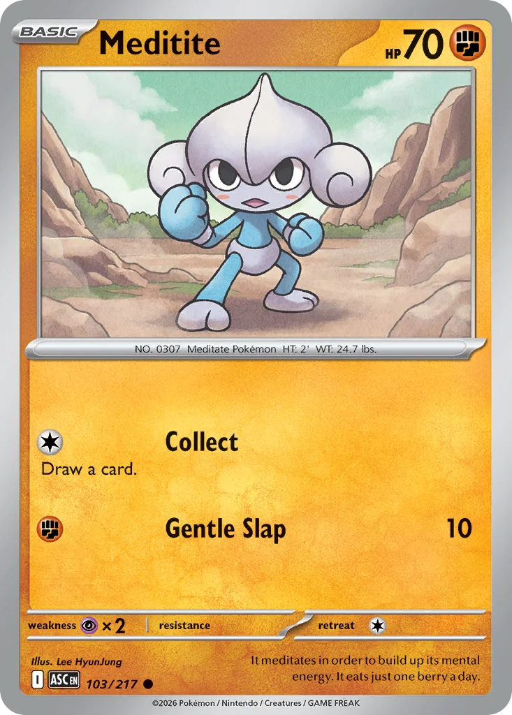 Meditite Pokemon card from Ascended Heroes, card number 103