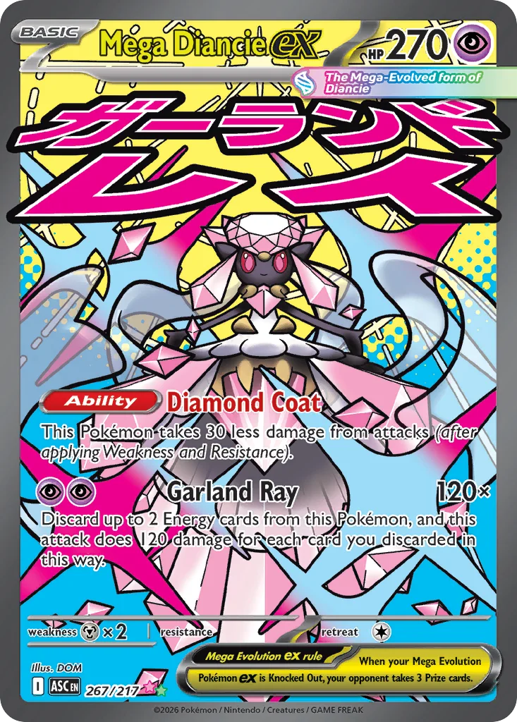 Mega Diancie ex Pokemon card from Ascended Heroes, card number 267