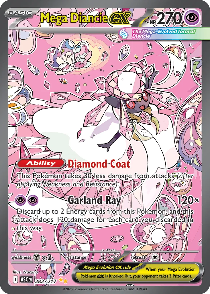 Mega Diancie ex Pokemon card from Ascended Heroes, card number 282