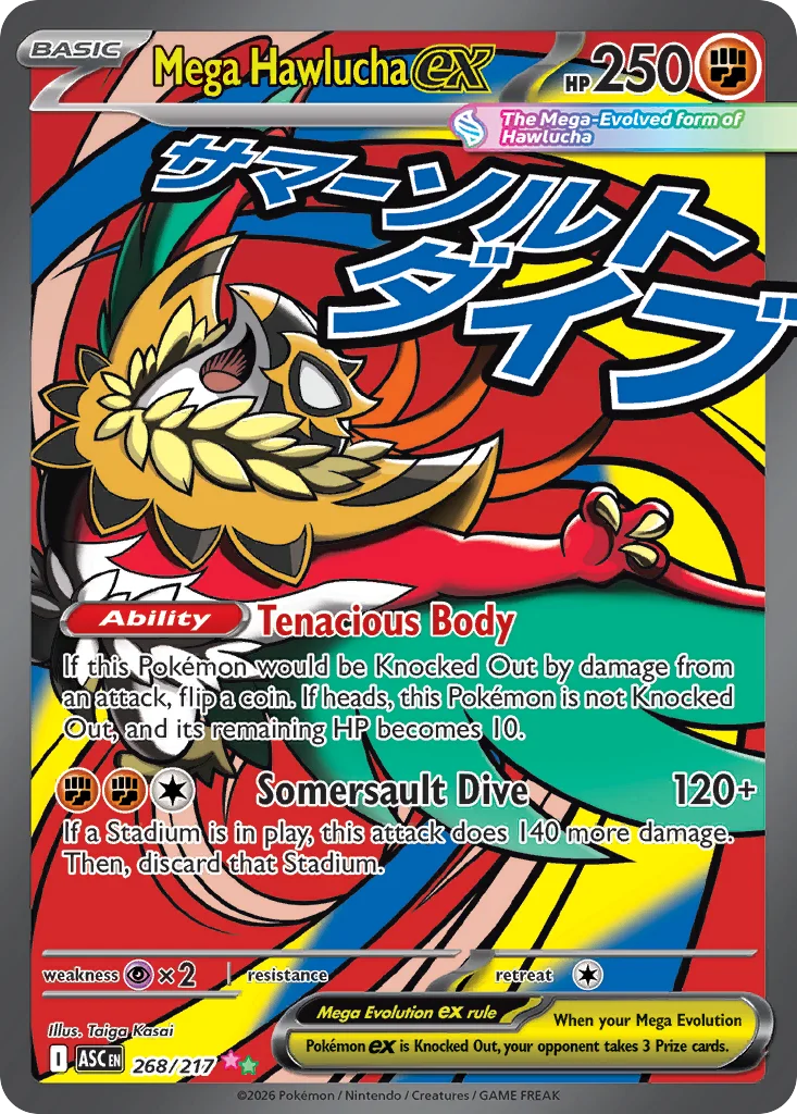 Mega Hawlucha ex Pokemon card from Ascended Heroes, card number 268