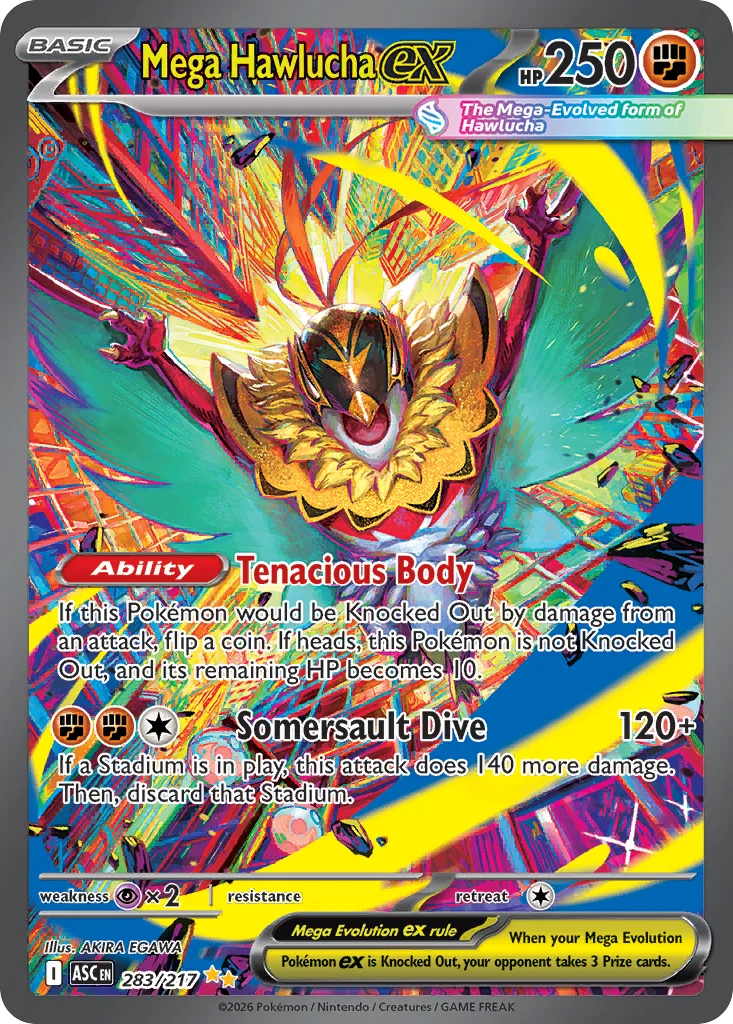 Mega Hawlucha ex Pokemon card from Ascended Heroes, card number 283