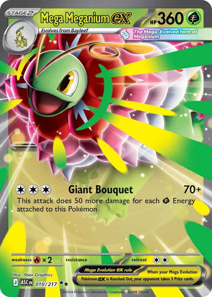 Mega Meganium ex Pokemon card from Ascended Heroes, card number 10