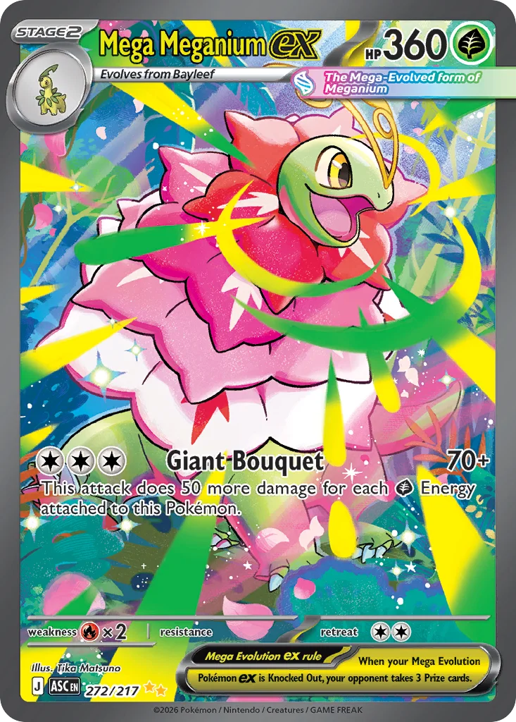 Mega Meganium ex Pokemon card from Ascended Heroes, card number 272