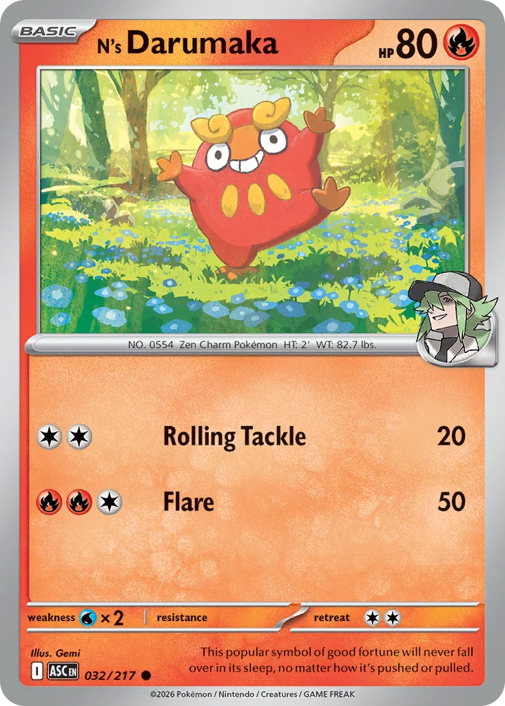N's Darumaka Pokemon card from Ascended Heroes, card number 32