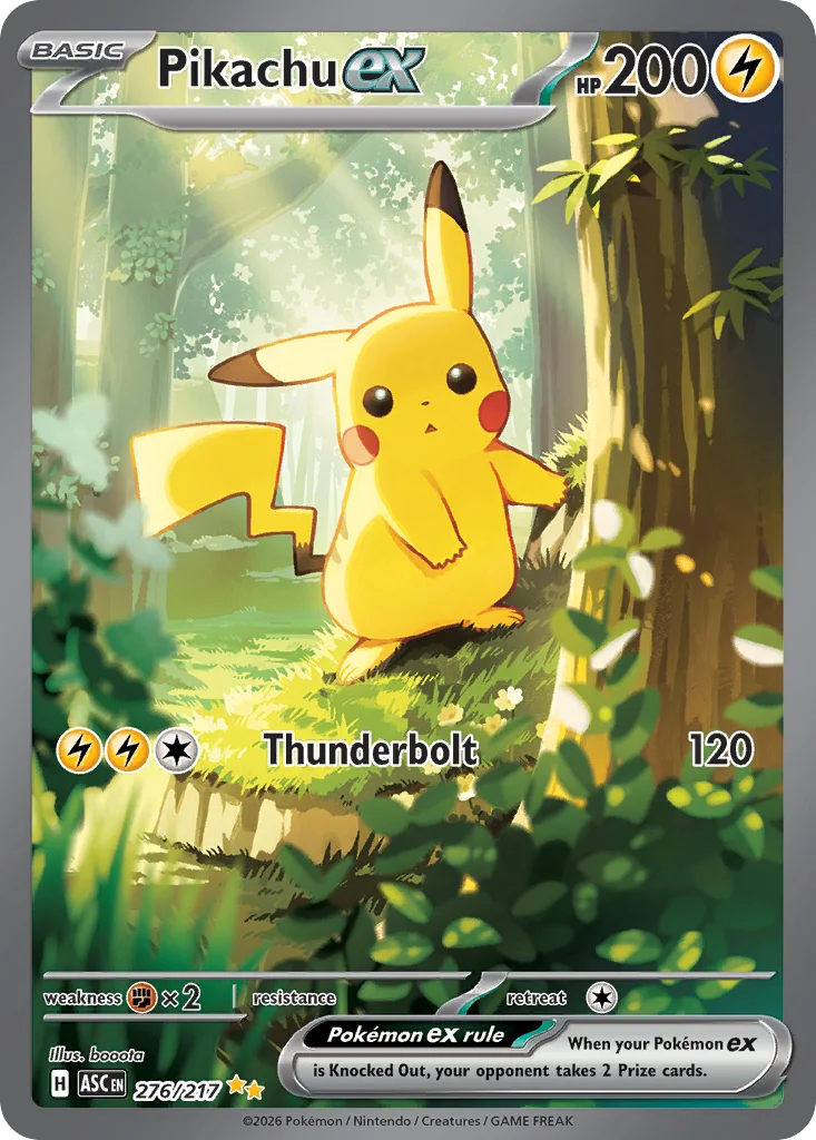 Pikachu ex Pokemon card from Ascended Heroes, card number 276