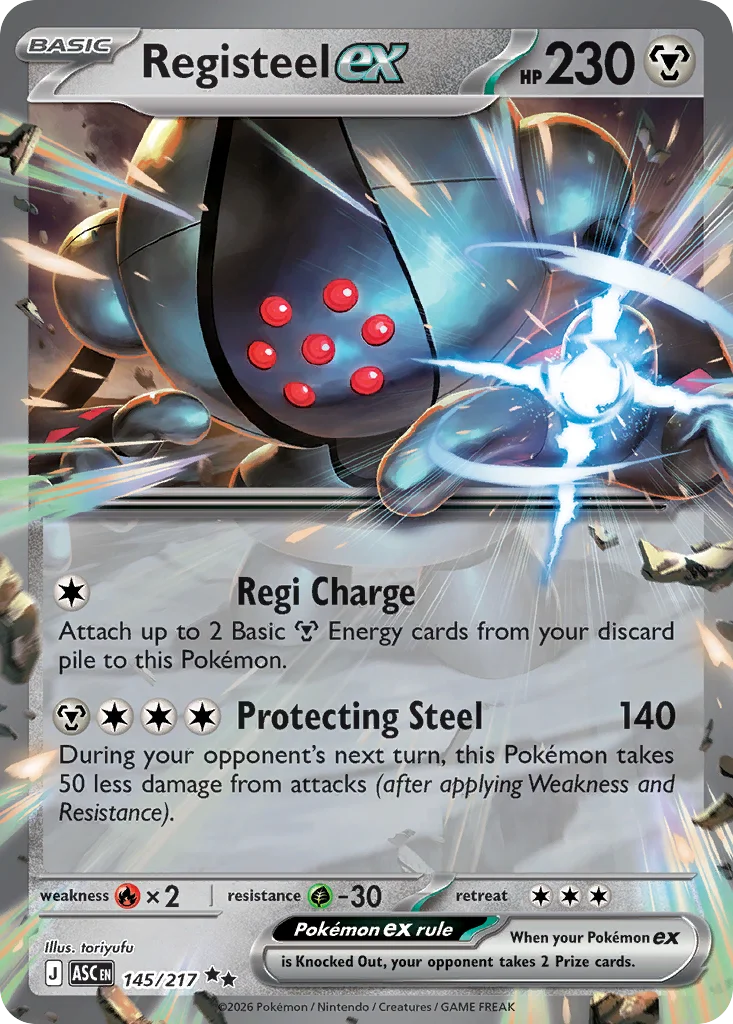 Registeel ex Pokemon card from Ascended Heroes, card number 145
