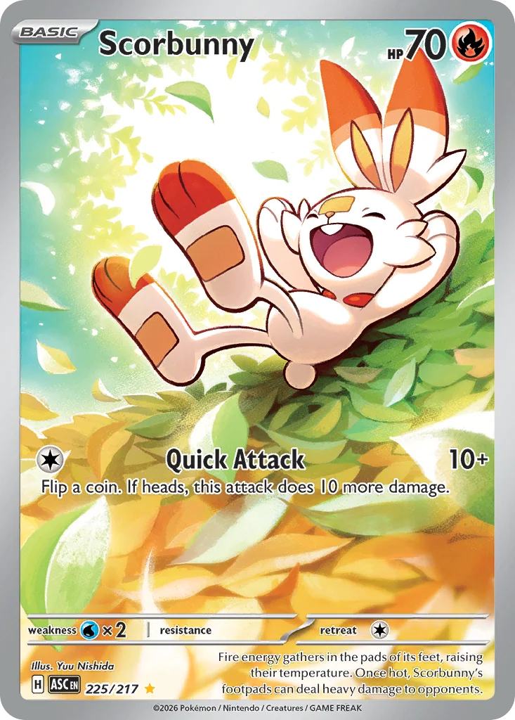Scorbunny Pokemon card from Ascended Heroes, card number 225