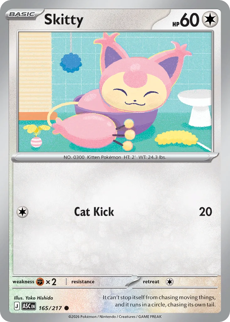 Skitty Pokemon card from Ascended Heroes, card number 165