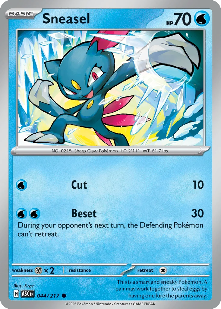 Sneasel Pokemon card from Ascended Heroes, card number 44