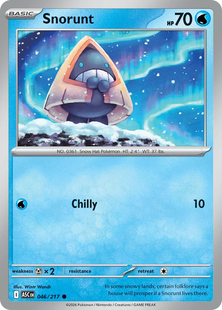 Snorunt Pokemon card from Ascended Heroes, card number 46