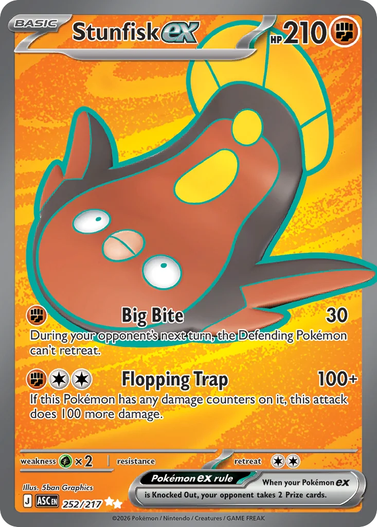 Stunfisk ex Pokemon card from Ascended Heroes, card number 252