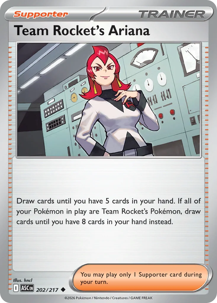 Team Rocket's Ariana Pokemon card from Ascended Heroes, card number 202