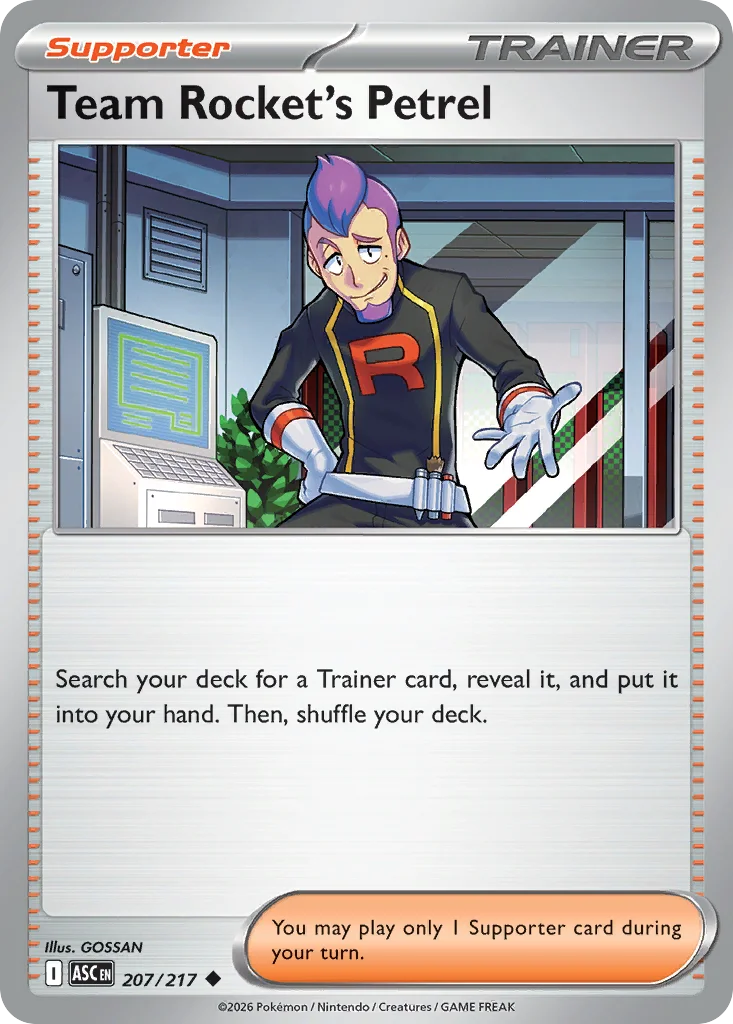 Team Rocket's Petrel Pokemon card from Ascended Heroes, card number 207