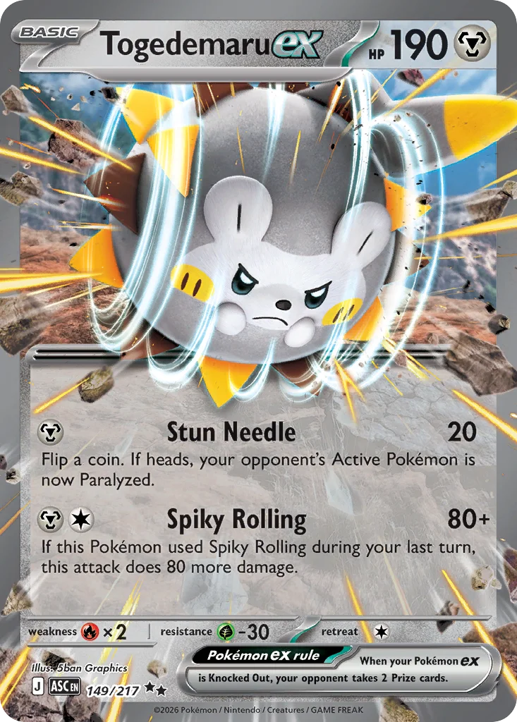 Togedemaru ex Pokemon card from Ascended Heroes, card number 149
