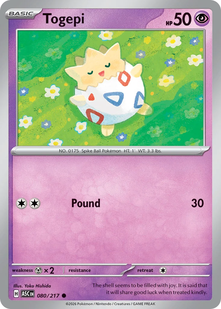 Togepi Pokemon card from Ascended Heroes, card number 80