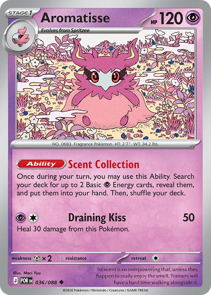 Aromatisse Pokemon card from Perfect Order, card number 36