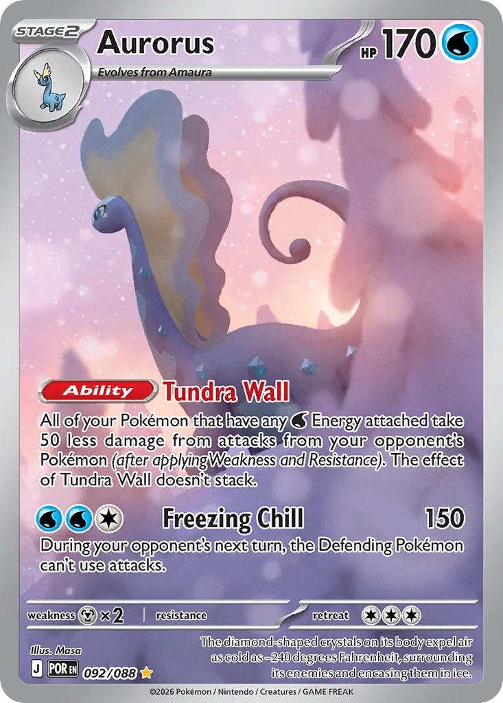 Aurorus Pokemon card from Perfect Order, card number 92
