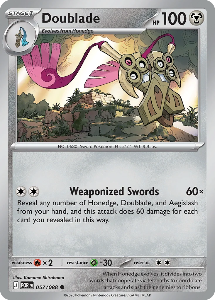 Doublade Pokemon card from Perfect Order, card number 57