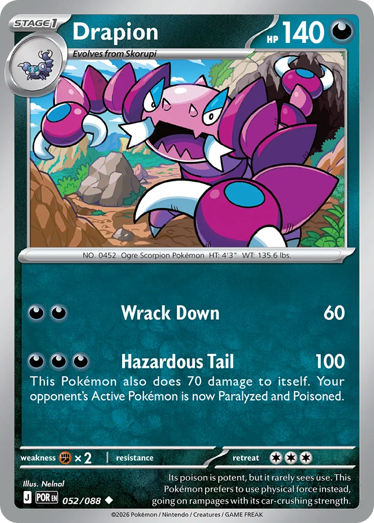 Drapion Pokemon card from Perfect Order, card number 52
