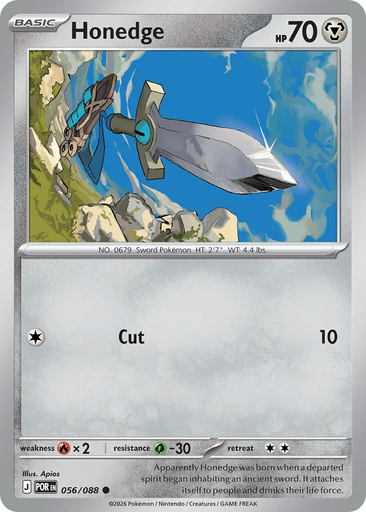 Honedge Pokemon card from Perfect Order, card number 56