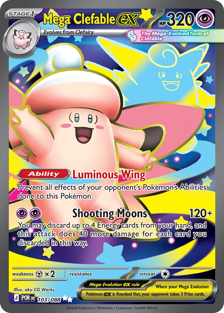Mega Clefable ex Pokemon card from Perfect Order, card number 103
