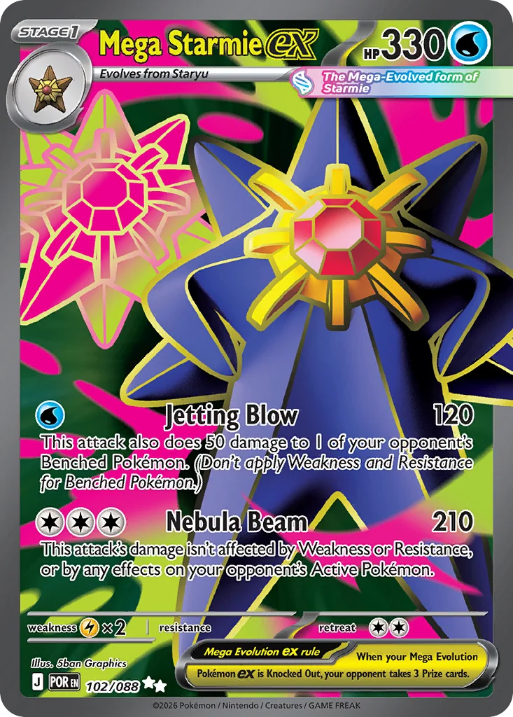 Mega Starmie ex Pokemon card from Perfect Order, card number 102