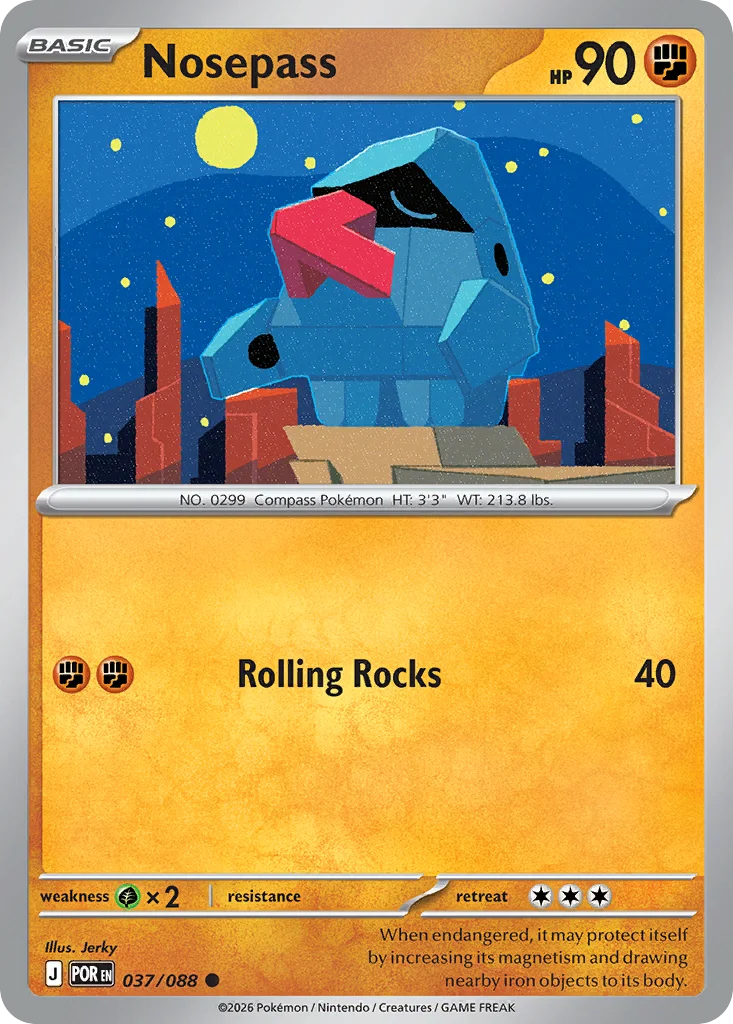 Nosepass Pokemon card from Perfect Order, card number 37