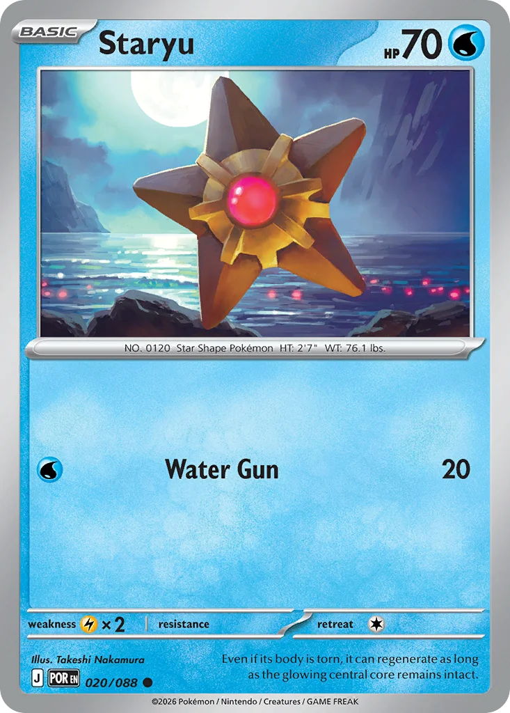 Staryu Pokemon card from Perfect Order, card number 20