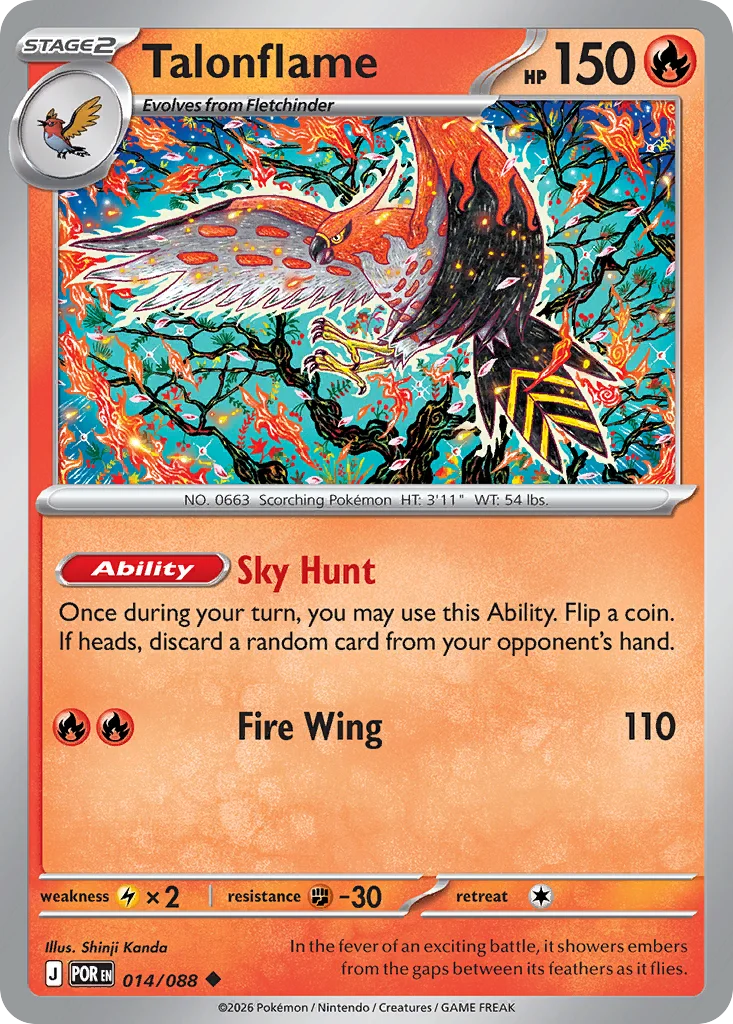 Talonflame Pokemon card from Perfect Order, card number 14