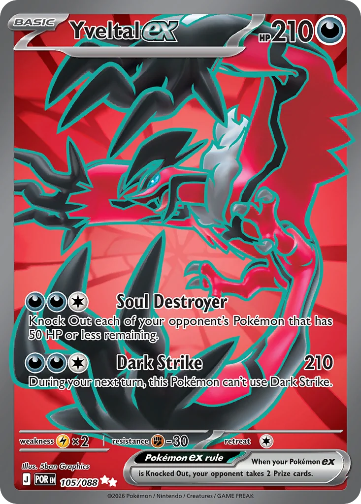 Yveltal ex Pokemon card from Perfect Order, card number 105