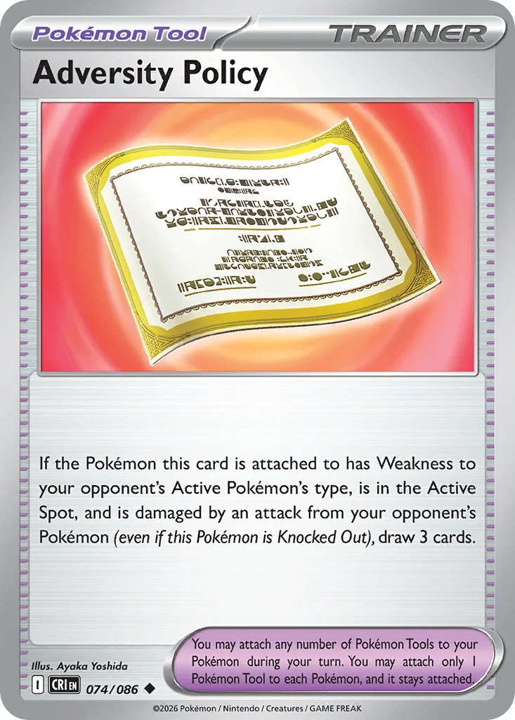 Adversity Policy Pokemon card from Chaos Rising, card number 74