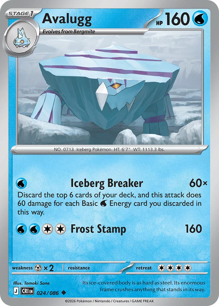 Avalugg Pokemon card from Chaos Rising, card number 24