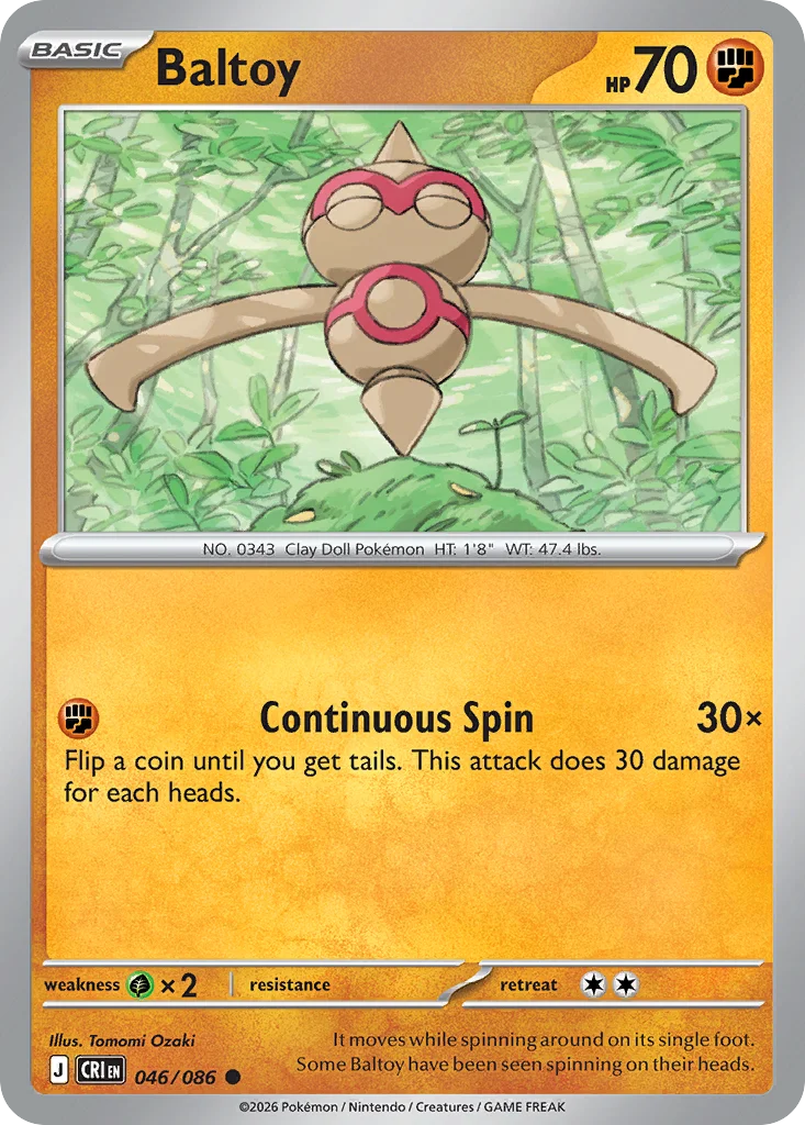 Baltoy Pokemon card from Chaos Rising, card number 46