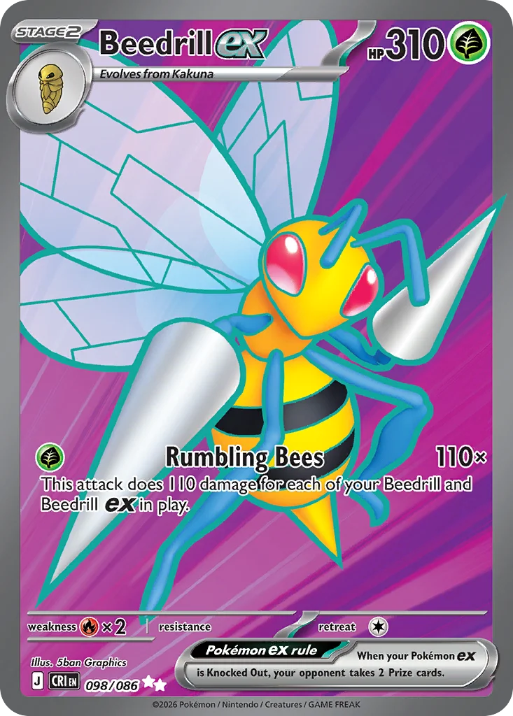 Beedrill ex Pokemon card from Chaos Rising, card number 98