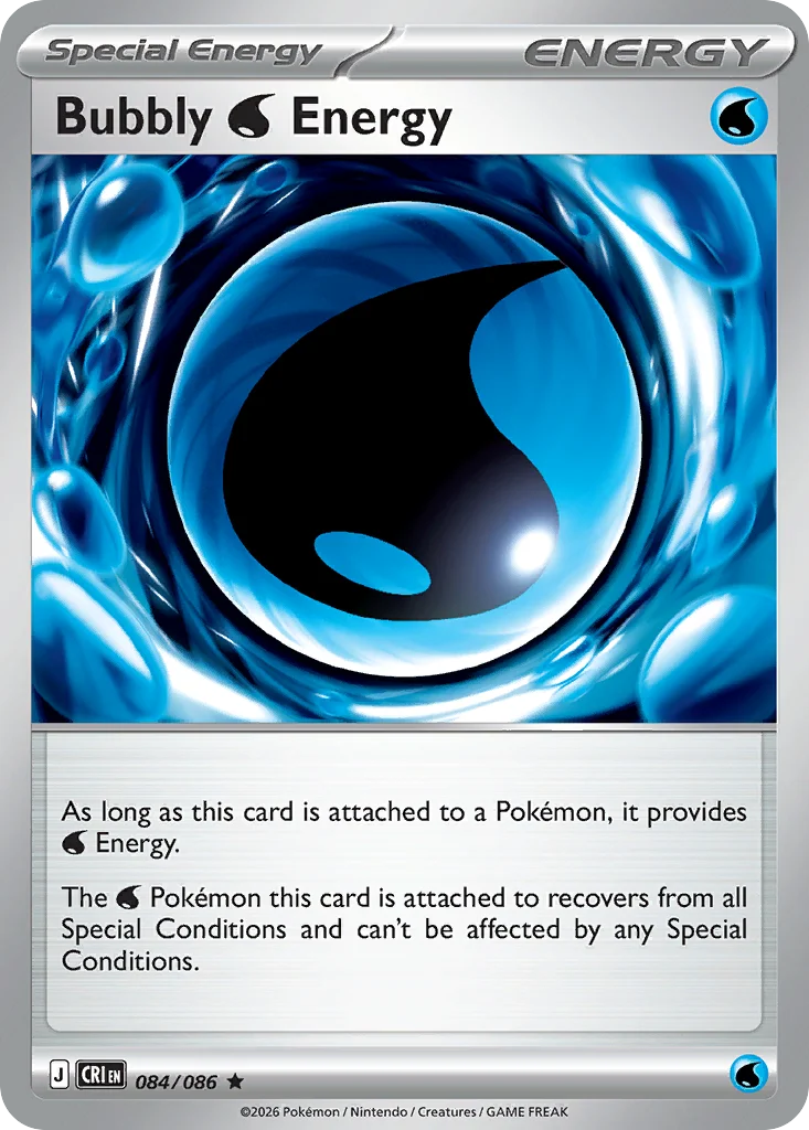 Bubbly Water Energy Pokemon card from Chaos Rising, card number 84