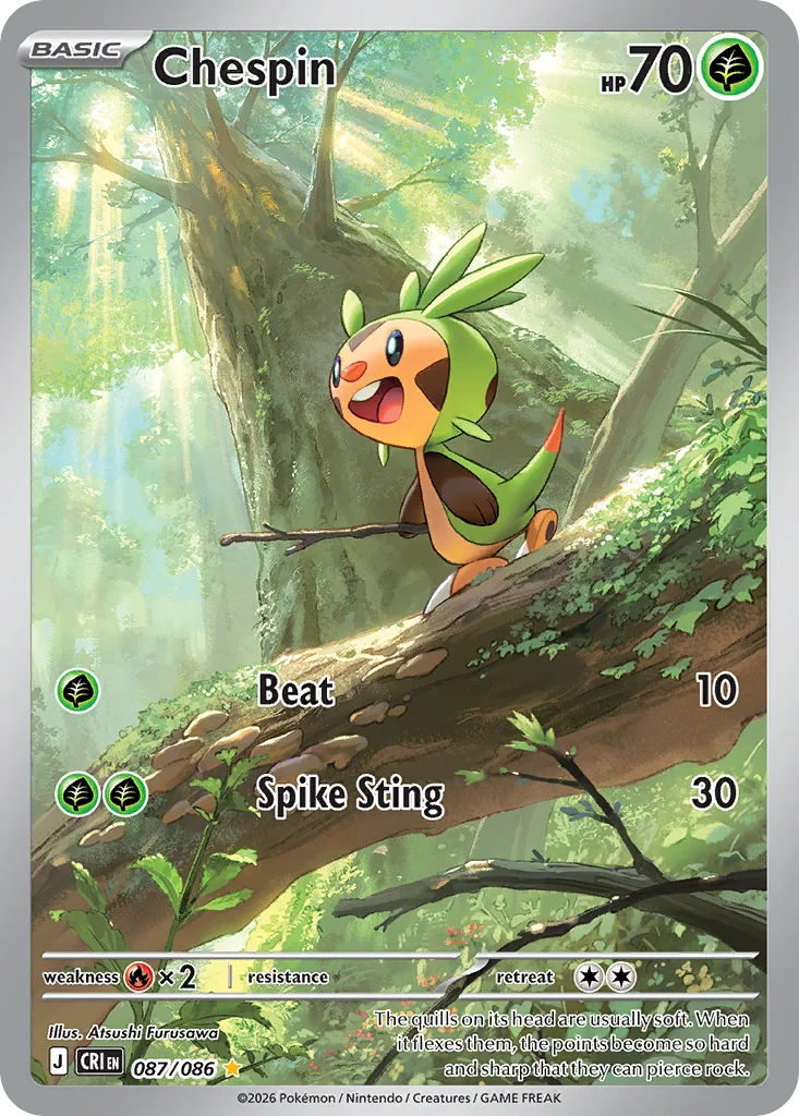 Chespin Pokemon card from Chaos Rising, card number 87