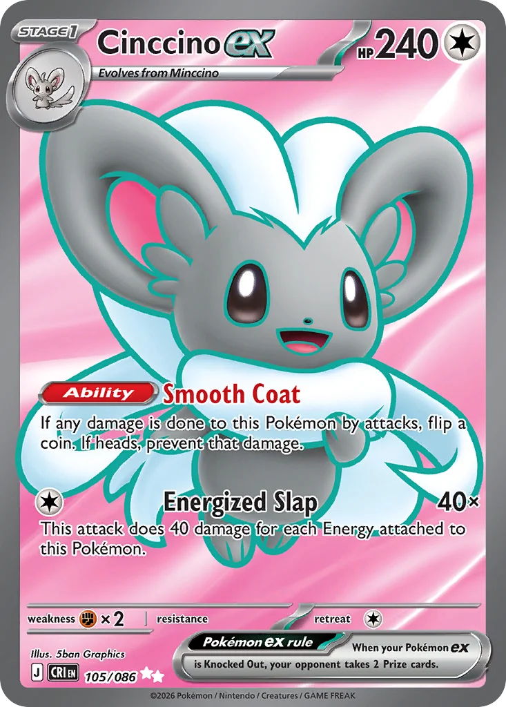 Cinccino ex Pokemon card from Chaos Rising, card number 105