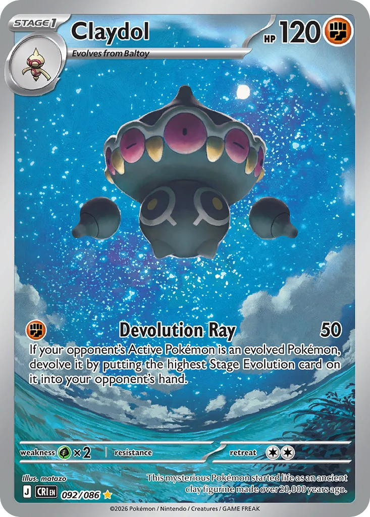 Claydol Pokemon card from Chaos Rising, card number 92