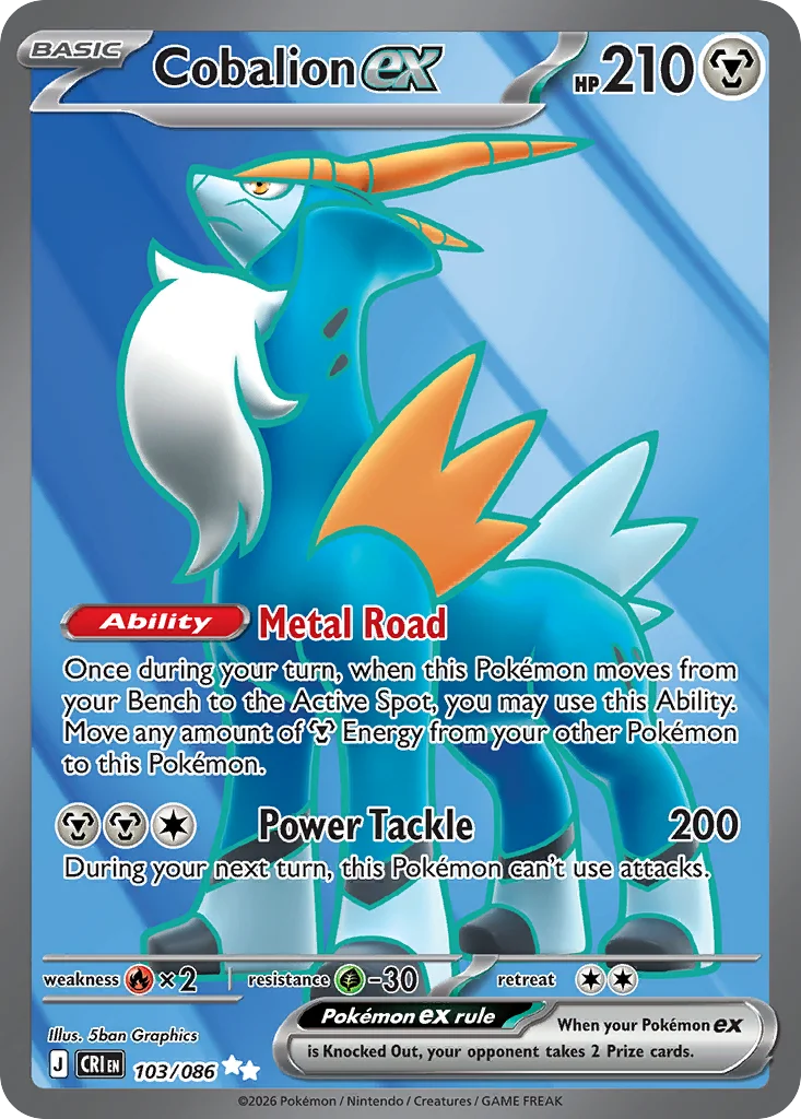 Cobalion ex Pokemon card from Chaos Rising, card number 103