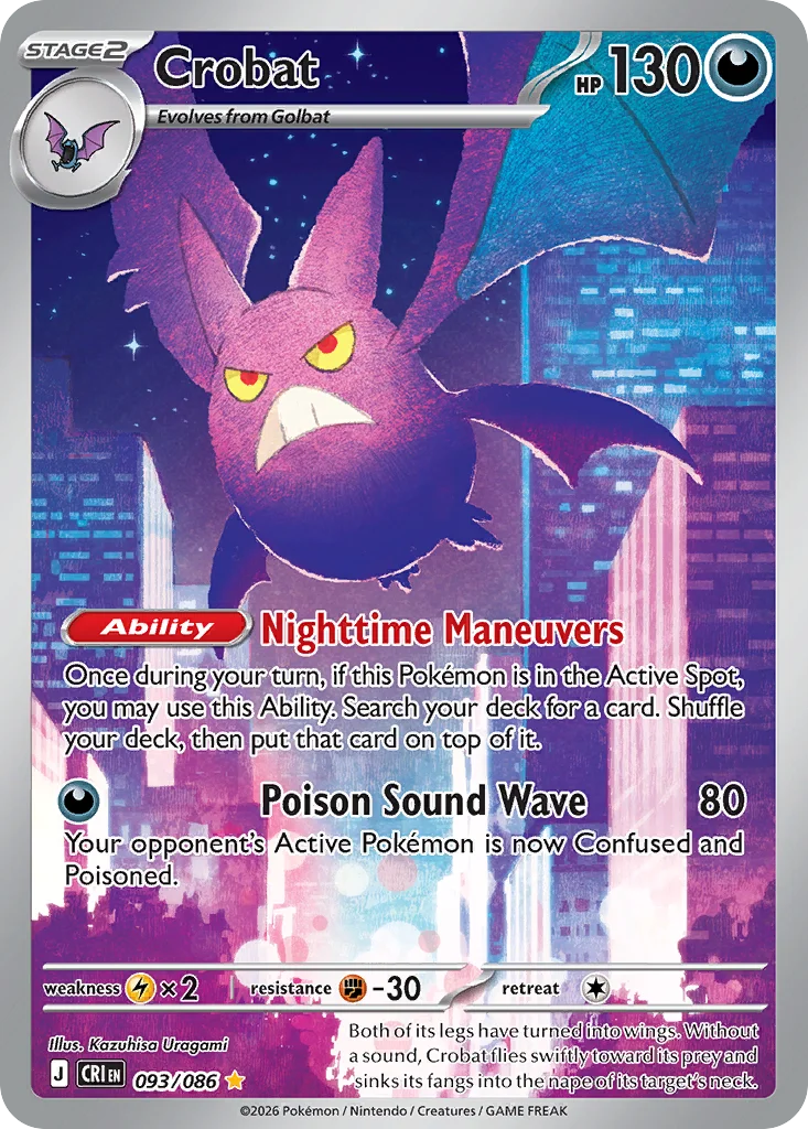 Crobat Pokemon card from Chaos Rising, card number 93