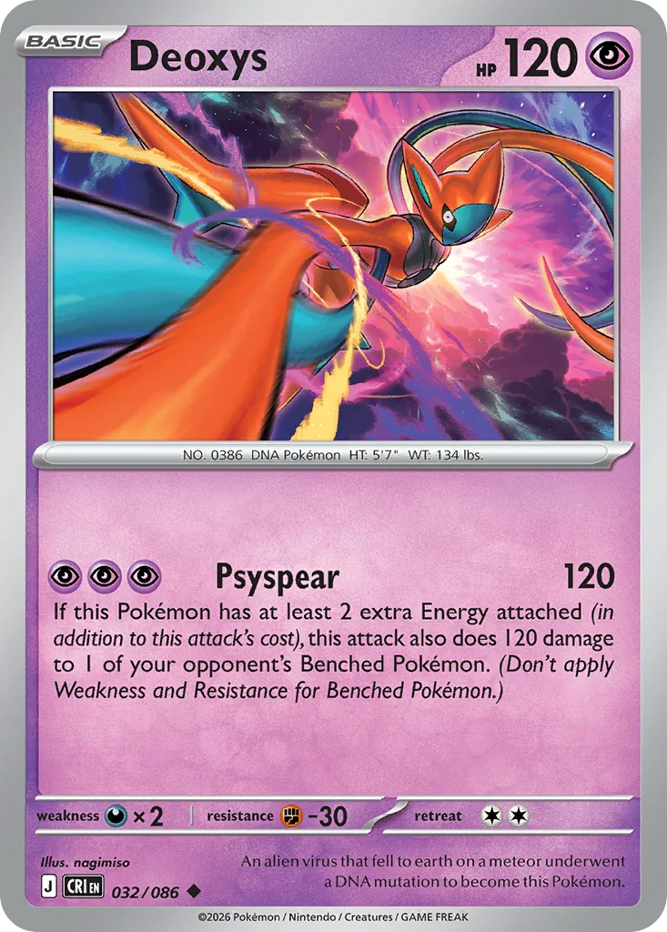 Deoxys Pokemon card from Chaos Rising, card number 32