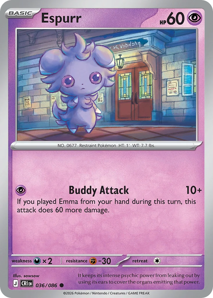 Espurr Pokemon card from Chaos Rising, card number 36