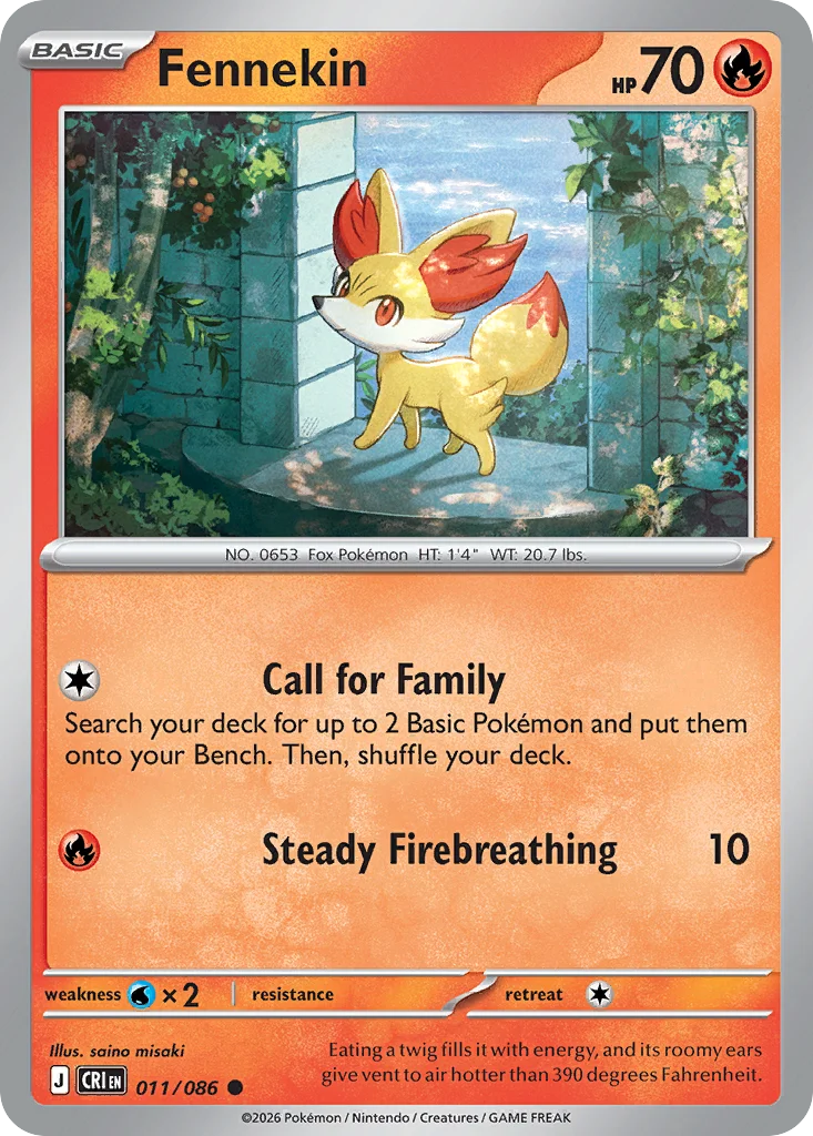 Fennekin Pokemon card from Chaos Rising, card number 11